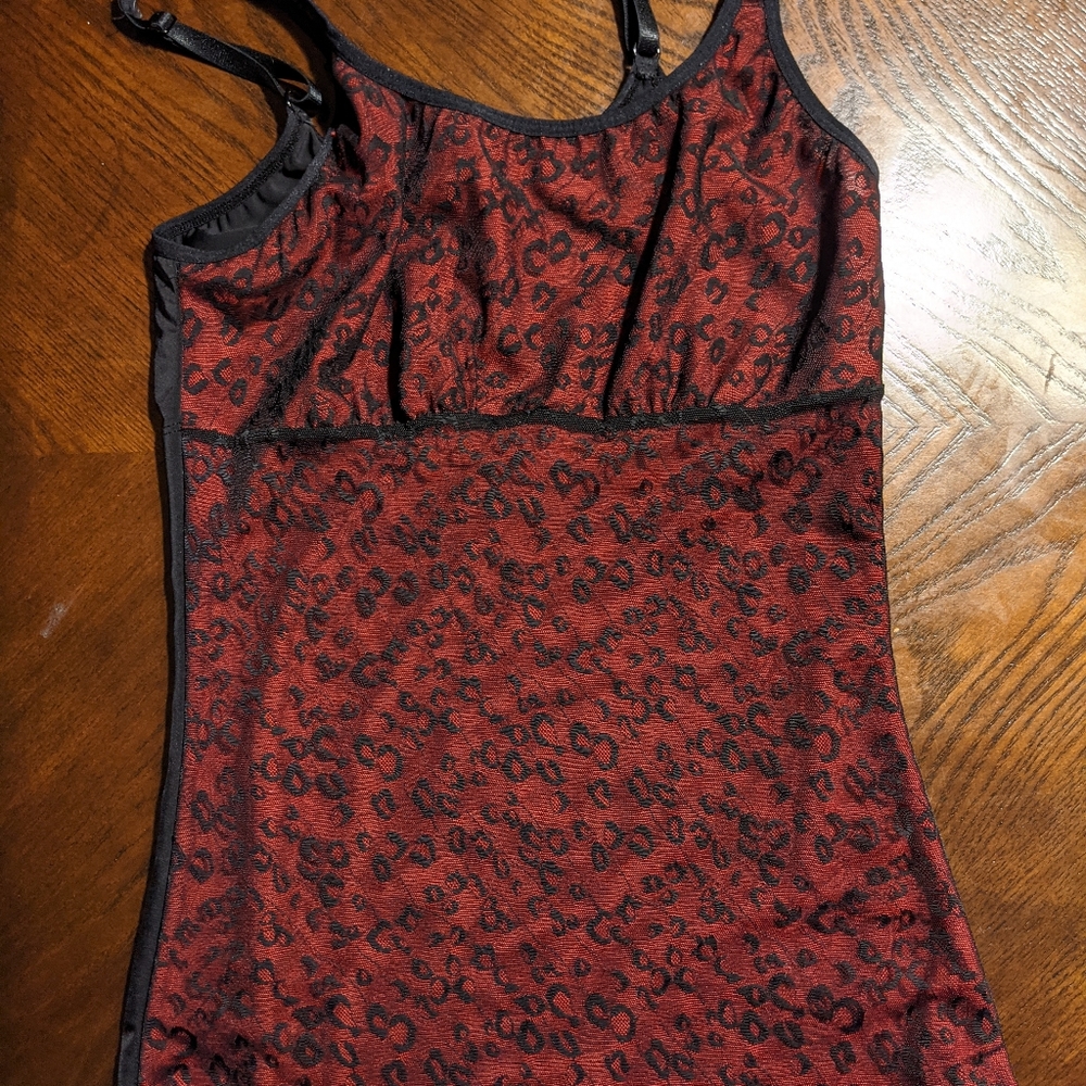 Red and black nylon tank top